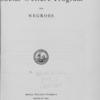 North Carolina's Social Welfare Program for Negros, title page