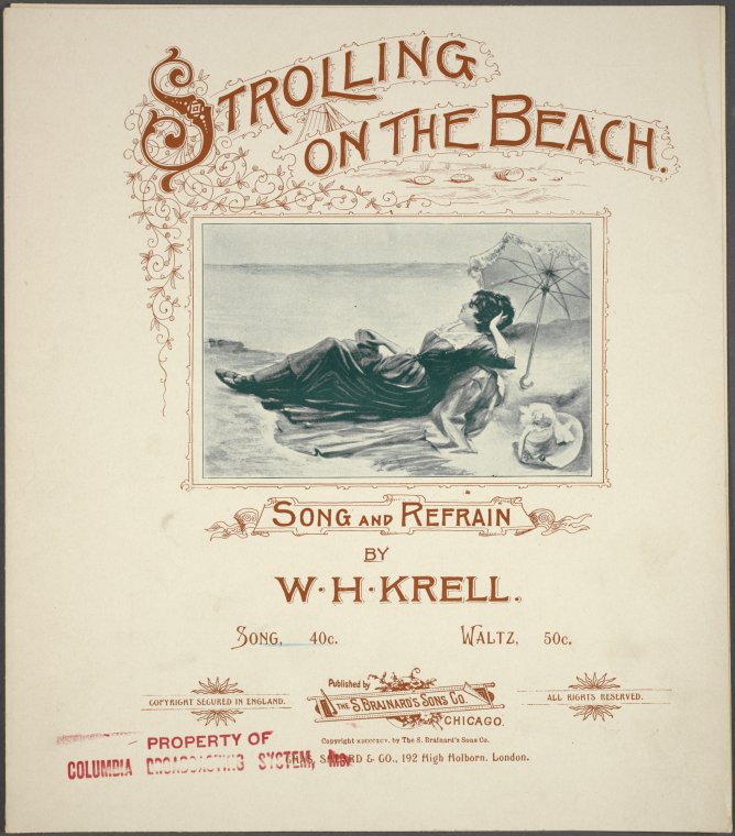 Strolling on the beach - NYPL Digital Collections