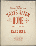 That's often done