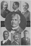 (1) Rev. H. H. Proctor, D. D., Atlanta, Ga., Recording Secretary; (2) Rev. J. W. E. Bowen, D. D., Atlanta, Ga, 4th Vice-Prest; (3) Prof. John R. Hawkins., A. M., Kittrell, N. C., Financial Sec'y; (4) Rev. S. N. Vass, D. D., Raleigh, N. C., Statistical Sec'y; (5) Rev. Bishop A. Walters, D. D., Jersey City, N. J., 1st Vice Pres.; (6) Rev. Bishop R. S. Williams, D. D., Augusta, Ga., 2nd Vice-Prest; (7) Rev. D. I. Sanders, D. D., Charlotte, N. C., 3rd Vice-Prest.
