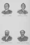 Bishop S. T. Jones. Bishop J. J. Moore. Bishop J. P. Thompson. Bishop Thos. H. Lomax.