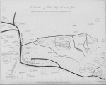 A Reduction of Bello's Map of Central Africa.  The dotted parts are in red in the original, but no explanation is given of their meaning.  The small circles are the usual halting places.