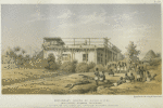 Missionary House at Kisulutini..(Missionary Rebmann Preaching) Sketched on the spot by Captain Richard Burton