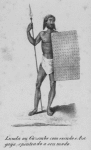Lunda ou Cazembe com escudo e Azagaija; epenteado a seu modo