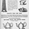 Advertisement for toilette pails and cans, Britannia metal and pewter wares