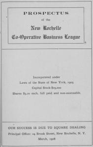 Prospectus of the New Rochelle Co-operative Business League, incorporated under laws of the State of New York, 1905