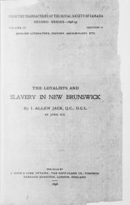 The loyalists and slavery in New Brunswick