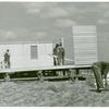 Putting up the walls on a prefabricated house at the FSA [Farm Security Administration] project in Pacolet, South Carolina.
