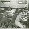 Negro school children studying near Southeast Missouri Farms, August 1938.