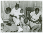 Home demonstration club meeting has games and refreshments after discussion; La Delta Project, Thomastown, Louisiana.