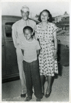 Captain Clark M. Valentine, of Battle Creek, Michigan, is shown with his wife, Mrs. Frances I. Valentine, and son, Clark, Jr., in Leghorn (Livorno), Italy, after driving up from Naples where his family debarked from the SS Thomas Barry