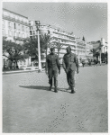African American soldiers walking along promenade at Nice