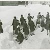 African American members of the Women's Army Corps standing in the snow and throwing snowballs at each other, Camp Shanks, New York