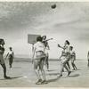 African American women, members of the 32nd and 33rd Company's Women's Army Auxiliary Corps basketball team, playing a game of basketball at Fort Huachuca