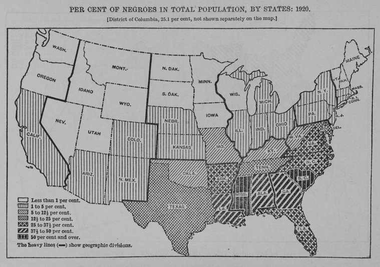 Per cent of Negroes in total population; By States 1920. NYPL