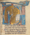 Psalm 26: historiated initial: David holding Candle blessed by Lord