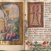 Miniature of Cucifixion with image of Dominican nun (sponsor of book); and facing text page.