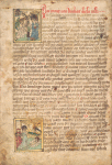 Leaf with woodcuts of the Annunciation and Nativity