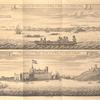 Prospect of the coast from El Mina to Mowri; Negro canoes carrying slaves at Mansrow; Prospect of St. Georges castle at El Mina