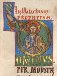 Malachi, historiated initial: Christ Pantocrator