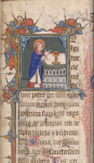 Te igitur, historiated initial, Priest at altar