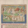 Dream-vision of Ghenghis Khan who sees a man on a white horse foretelling the destiny of the Tartars; other moments of Tartar history, with camels and an elephant in the background