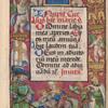 Border includes kneeling Dominican nun, the book's patron, before the Virgin and Child, with Sts.George and John the Evangelist; erased plaque in the upper margin may have held the nun's name