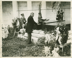 President Hoover laying a wreath on Harding's tomb.