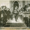 President Hoover leaving a church service on his return journey from Gettysburg, where he said in a Memorial Day Address: "The abuse of politics often muddies the stream for constructive thought and dams back the flow of well-considered action."
