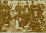 The descendants of Victor Hugo at the ceremony. In the center is grandson Georges Hugo who is looking at his sister Jeanne, now  Movnne? Chareul?, the little boy is George's son.