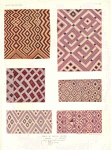 Tissus de raphia brodés. 1. Bashoba. 2-6. Bangongo.