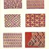 Tissus de raphia brodés. 1-5. Bangongo. 6. Bashoba (broderie inachevée).