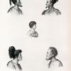 Nouvelle - Zélande. 1. Chef de houa houa., 2. 3. Homme et Femme de houa-houa., 4. 5. Naturels de ceraouïti.