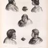 Nouvelle - Zélande. 1. 2. Profil et face d' epaé enfant de Wangari., 3. Ekara Jeune fille de la baie des lles., 4. Bouche d' Ekara., 5. 6. Tawiti et sa Femme. 7. Bouche de la Femme de Tawiti.