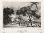 Incendie des Cabanes., du chef Tahofa, sur l'île Onéata. (Tonga-Tabou.).