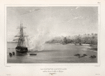 La corvette l' Astrolabe. embossée devant le village de Mafanga.