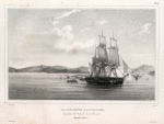 La couvette l'Astrolabe, attaguée par les naturels de la Cote nord. (Nouvelle Guinée.).