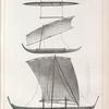 Amboine. 1. Petite pirogue des Mailais., 2. Plan de cette pirogue., 3. Grande pirogue de pêche.