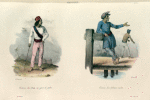 Amboine.: Costume d'un Pion ou agent de police; Costume d'un habitant malais.