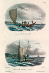 Pirogue des sles viti à la voile; Pirogue des sles de vanikoro à la voile.