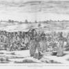 Camp des tirailleurs. -- D'un pas léger, soutenant, de leurs bras robustes, des calebasses sur leur tête, elle rentrent, rieuses et bruyantes, au camp des tirailleurs. (Compositions de M. le capitaine Philippe).