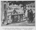 Un tribunal indigène (Sénégal). Le chef de la province y est assisté de deux notables.