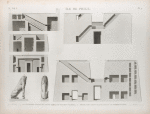 Île de Philæ. 1-5. Diverses coupes du Grand Temple et des deux pylônes; 6.7. Détails des lions placés devant le premier pylône.