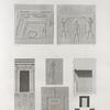 Île de Philæ. 1-4. Sculptures du portique du Grand Temple; 5-7. Élévation, coupe et plans d'un monolithe du même temple.