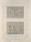 Île de Philæ. 1.2. Bas-reliefs coloriés, sculptés sous de portique du Grand Temple; 3-24. Détails de coeffures symboliques.