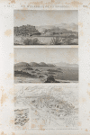 Île d'Éléphantine et environs. 1-3. Vue et plans de la cataracte de Syène [Aswân] et des environs; 4. Vue des ruines d'Éléphantine.