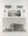 Île d'Éléphantine et Syène [Aswân]. 1. Vue perspective du temple du sud à Éléphantine; 2.3. Temple du nord; 4. Vue de l'île et des environs; 5-8. Plan, élévation et chapiteaux d'un temple à Syène; 9. Plan d'un édifice ruiné à Syène.