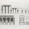 Koum Omboû (Ombos). 1-3. Plan, coupe, et élévation du Grand Temple; 4. Bas-reliefs du même temple; 5.6. Détails d'hieroglyphes.