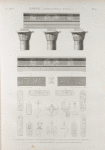 Edfou [Idfû] (Apollinopolis Magna). 1.2.12. Détails d'architecture du Grand Temple; 3.5. Dés de chapiteaux du portique; 4.6-22. Détails d'hiéroglyphes et de coeffures symboliques