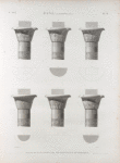 Esné [Isnâ] (Latopolis). Plan et élévations de six chapiteaux du portique.